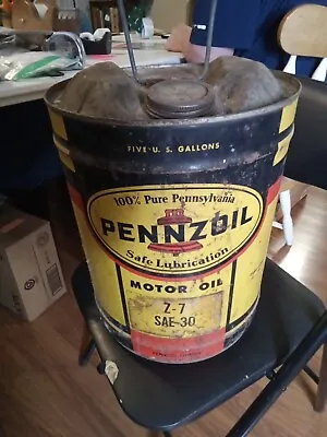 Vintage 5 Gal. Pennzoil Motor Oil Can 30W  • $29.66