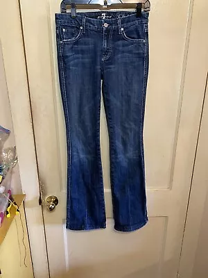 7 For All Mankind Womens A Pocket Boot Cut Flare Medium Wash Blue Denim Jeans 27 • $15