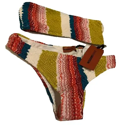 Missoni Mare Multi 6 M 42 Textured Stripe Bandeau 2pc Bikini Swimsuit NEW $970 • $549.99