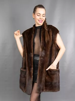 3607 Super Elegant Real Mink Coat Luxury Fur Jacket Vest Beautiful Look Size Xl • $100