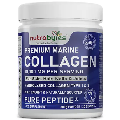 Hydrolysed Marine Collagen Powder - 10000mg - Pure Peptides Powder (30 Days) • £21.24