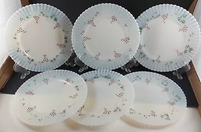 SET '40s MACBETH EVANS PETALWARE MONAX LUNCHEON PLATES HAND PAINTED ENAMEL RARE! • $50