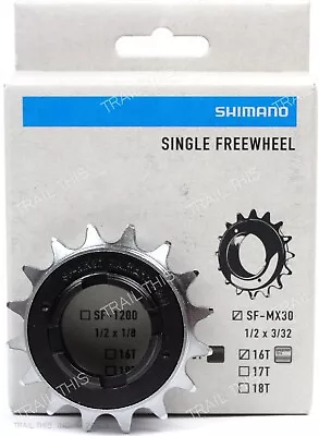 Shimano MX30 16T Freewheel For 1/2  X 3/32  Chain Single-Speed Chrome BMX Bike • $27.50