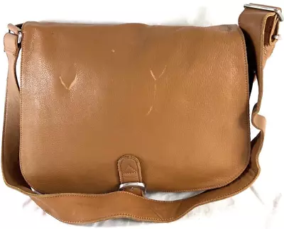 Vintage Authentic Tan Leather Briefcase Messenger Bag • $120