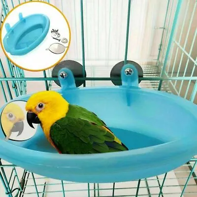 1x Parrot Bathtub Cage Accessories Bird Budgie Bath Shower Box Cage W/ Mirror • £5.45