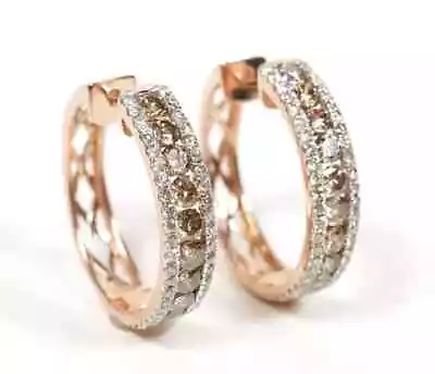 2Ct Round Lab-Created Chocolate Diamond Huggie Hoop Earring 14K Rose Gold Plated • $91.69