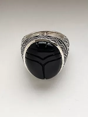 THOMAS SABO Black Scarab Signet Ring Unisex Size 54 TR2134B 2.2cm • $250