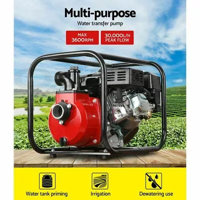 8hp 2  Petrol High Flow Water Transfer Pump 30000 L/h 4-stroke Air-cooled 2-inc • $258.95