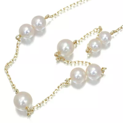Auth MIKIMOTO Necklace Akoya Pearl 3.2-5.6mm Station 14K 585 Yellow Gold • $475.03