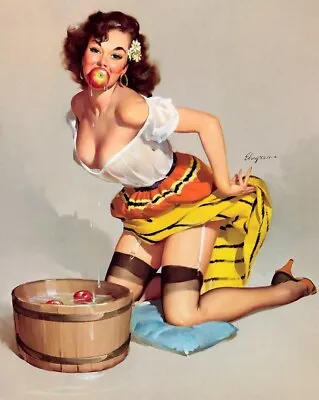 Gil Elvgren Vintage Girl Bobbing For Apples 11x14 Reproduction Giclee Print #142 • $12.75