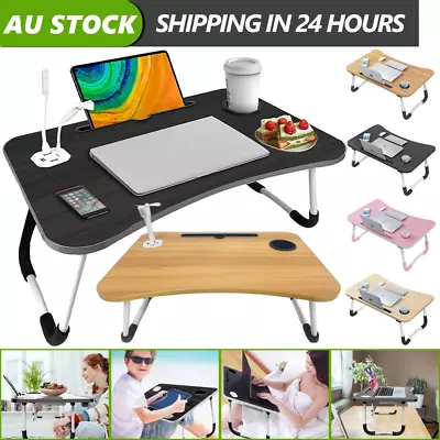 Laptop Bed Table Foldable Lap Standing Desk With Cup Slot For Indoor/Picnic Tray • $25.59