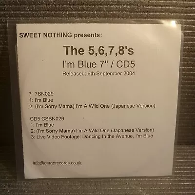 I'm Blue By The 5 6 7 8's UK Promo  CD 2004 * 5678s * 5.6.7.8's *  • $12.14