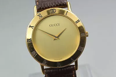 [Near MINT] Vintage Gucci 3000.2.M Gold Dial Men's Quartz Wristwatch From JAPAN • $199.90