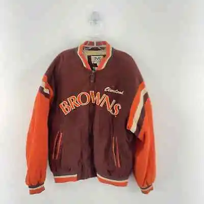 VTG Mirage Men's Brown Orange Cleveland Browns Ramie Bomber Jacket In Size L • $99