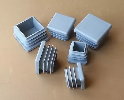 £2.83 • Buy  Square Plastic End Caps Blanking Plugs Tube Pipe Box Section Inserts / Grey