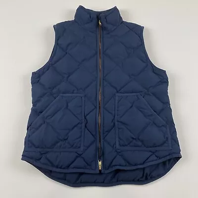 J Crew Quilted Vest Mens Medium Blue Down Filled Puffer Full Zip Outdoor 2-Way • $18.74