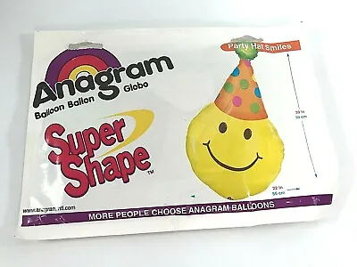 Vintage Anagram Super Shape Large Big Yellow Happy Face Balloon Mylar 22X39  • $9.95
