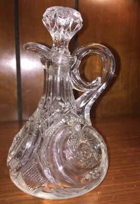 Antique Vintage Glass Cruet With Stopper Clear Possibly Beaumont Rosetta • $24.99