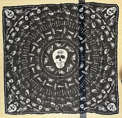 Alexander McQueen Black Bones Silk Twill Scarf • $305