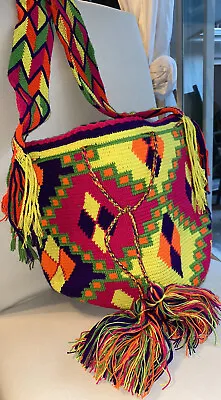 Mochila Authentic Colombia WAYUU Handmade Cross Body Bag Finest Large New • $44