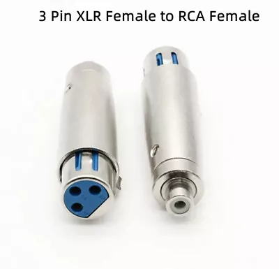 XLR 3- Pin Female Socket To RCA/Phono  Female Plug Adaptor Converter Jack UK • £3.89