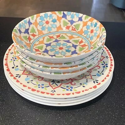 Williams-Sonoma Melamine Outdoor 4-Dinner Plates And 4-Large Bowls NEW • $80