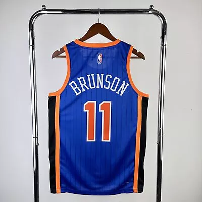 Jalen Brunson #11 New York Knicks Blue Orange City 2024 Basketball Jersey • £26.99
