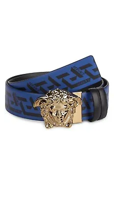 Versace Men Medusa-Buckle Logo Reversible Adjustable Leather Belt 38/95 NWT • $329