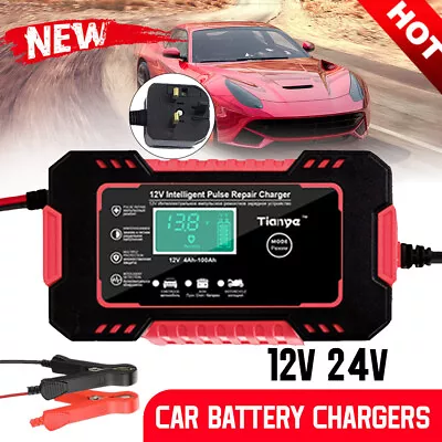 Smart Car Battery Charger Automatic Jump Starter Pulse Repair 12V 24V AGM/GEL UK • £13.49