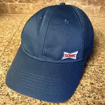 Sonic Drive In Blue SnapBack Baseball Cap Hat Employee Uniform Mesh Back • $12.49