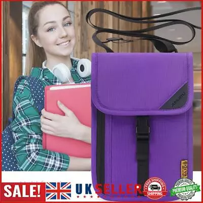 Waterproof Travel Passport Bags RFID ID Credit Card Neck Pouch (Purple) GB • £6.95