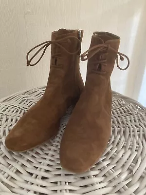 Women’s Tan Suede Ankle Boots By “ZARA” Hardly Worn Size Uk 7 To 7.5 Eu 41. • £7.99
