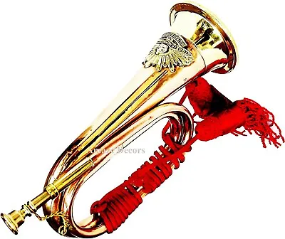 Unique Brass Bugle With Silk Rope Tassel Australian Military Copper Plated Horn • $80.91