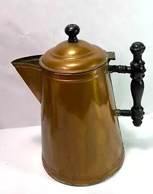 Vintage Copper Coffee Pot Wood Handle Signed Mary Parson PAT'D Jan 23 1912 • $69