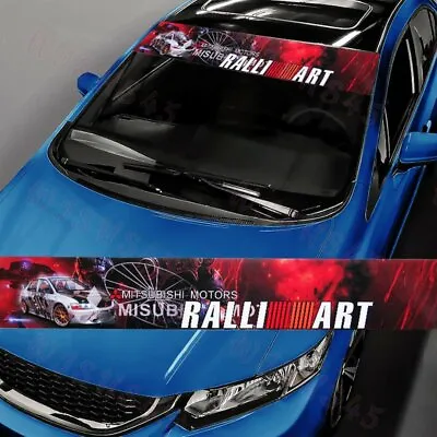 Front Window Windshield Vinyl Banner Decal Sticker For Mitsubishi EVO RALLIART • $12.98