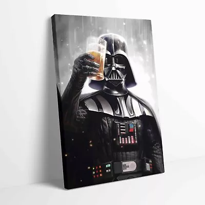 Star Wars Darth Vader Holding Beer Cheers Stretched Canvas Or Unframed Poster • £12.99