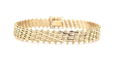 14KT YELLOW GOLD DIAMOND CUT BRACELET 7  Length 9 MM Width LADIES WOMEN RIVETED • $1600