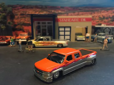 $34.95 • Buy 1:64 Hot Wheels Limited Edition Slammed Chevy Dually Crew Cab Orange And SIlver