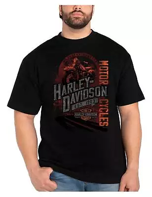 Harley-Davidson Men's Stacks Crew-Neck Short Sleeve Cotton T-Shirt - Black • $24.95