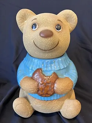 Vintage Metlox California Poppytrail Cookie Jar Teddy Bear With Blue Sweater • $23.50