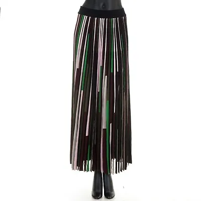 CELINE 2990$ Pleated Maxi Skirt - Multi Color - Mulberry Silk Blend • $712