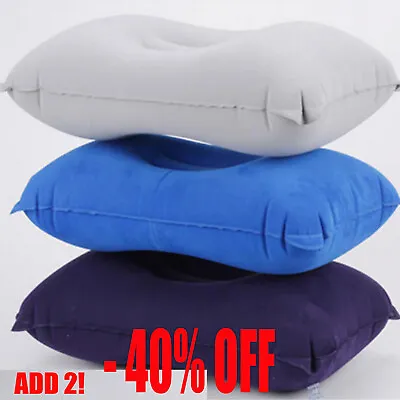 Comfortable Blow Up Inflatable Portable Travel Camping Air Pillows • £3.66