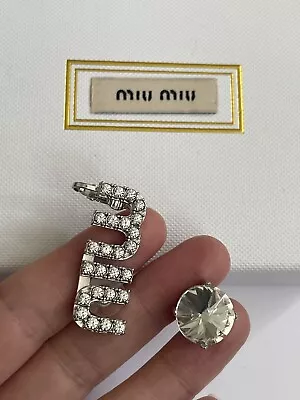 Miu Miu Asymmetric Earrings With Crystals. Authentic. Never Worn. • $105.68
