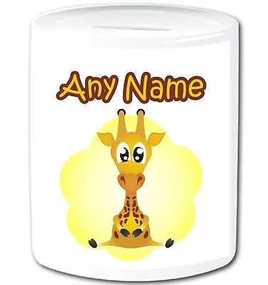 Personalised Giraffe Money Box Cute Animal Girl Boy Kids Custom Name Piggy Bank • £14.99