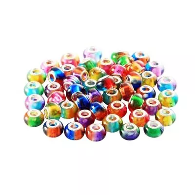 50 Pcs Glass European Spacer Charms Beads Large Hole For Crafts Bracelets • $15.11