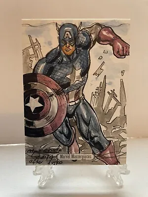 2016 Marvel Masterpieces Trading Card Captain America Sketch Unknown Artist 1/1 • £95