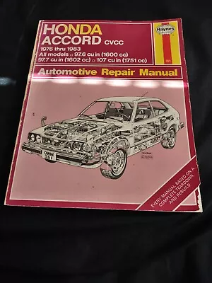 Haynes Auto Repair Manual 1976-1983 Honda Accord CVCC All Models Book • $3