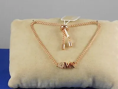 Michael Kors Rose Gold Plated MK PAVE' HEART Pulley Bracelet MKJ7975 791 $85 • $64.99