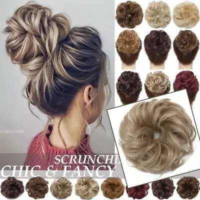 $4.55 • Buy Real Thick Curly Messy Bun Hair Piece Scrunchie Natural Hair Extensions As Human