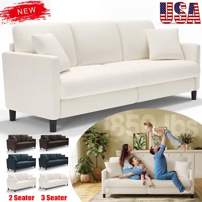 Modern Retro 2 3 Seater Teddy Fleece Sofa Couch LoveSeat Futon Settee Lounge • $299.99